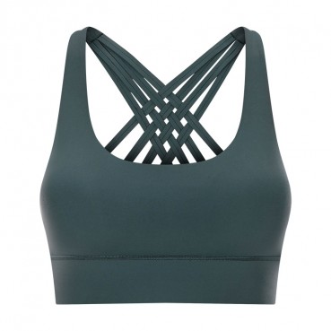 2021 spring and summer new double-sided grinding sports underwear female multi-strap cross-like backrest anti-vibration bra