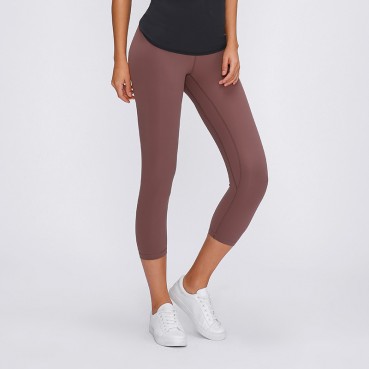 2021 spring and summer new double-sided grinding yoga pants female hips fitness quick-drying force running sports seven pants