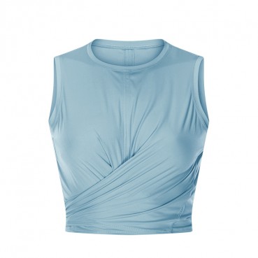 2021 spring and summer new product post-waist tape yoga vest solid color cross pre-moisture wicking fitness yoga clothing