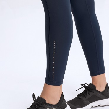2021 spring and summer new yoga trousers female elastic double-sided grinding high waist pants splicing pocket sports running nine pants
