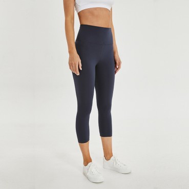 New double-sided grinding naked sports yoga seven pants women's hip running fitness trousers quick-dry elastic yoga pants