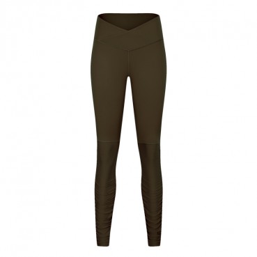 Autumn and winter new high waist yoga pants female personality cross waist slim fitness trousers foot thread pleated nine pants