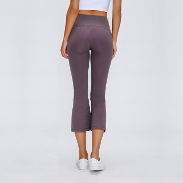 2021 spring and summer new speaker wide-leg yoga pants double-sided grinding elastic slim dance sports seven pants women