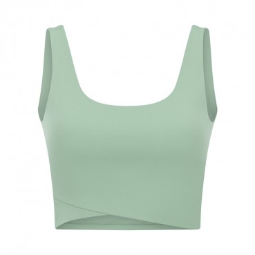 New solid color deep V-style back sports lupid female front piece intersection yoga fitness sports bra