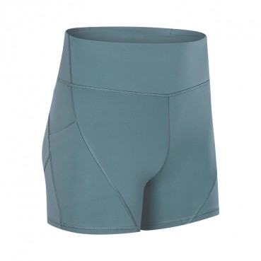 2021 spring and summer new stitching yoga shorts female peach hip training quick-drying force tight sports three pants