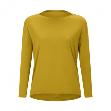 New double-sided naked bloating long sleeve female slim breathable simple European and American women training fitness yoga clothing