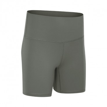 2021 European and American new solid color naked yoga shorts high waist hips tight stretch training sports hot pants women