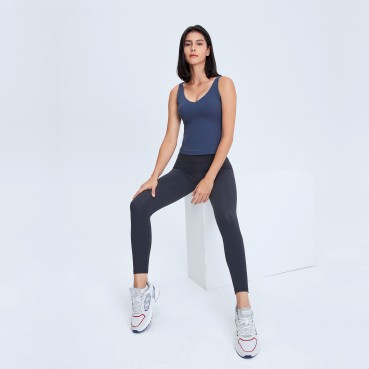 2021 spring and summer new front special features i line stitching yoga pants double-sided naked stretch slim pants nine pants