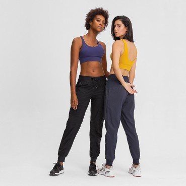 INS new woven pocket yoga pants loose bundles foot trousers speed dry tight sports casual pants female autumn and winter