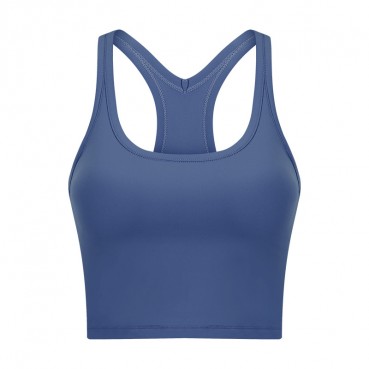 2021 spring and summer new belt chest mat yoga vest female color naked training fitness shockproof sports underwear