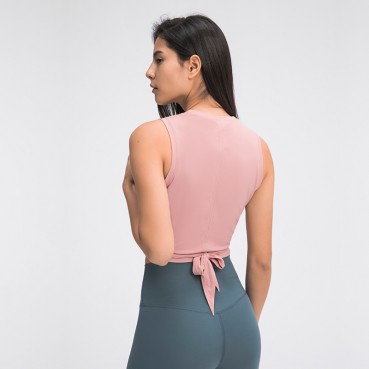 2021 spring and summer new product post-waist tape yoga vest solid color cross pre-moisture wicking fitness yoga clothing