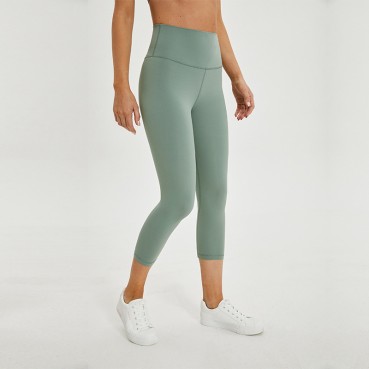 New double-sided grinding naked sports yoga seven pants women's hip running fitness trousers quick-dry elastic yoga pants