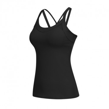 Autumn and winter new professional yoga vest female with chest pad hollow cross-like back speed dry breatha life fitness top