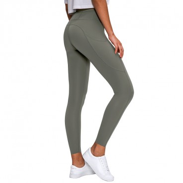 New elastic double-sided thin yoga trousers female high waist splicing pocket sports running nine pants autumn and winter