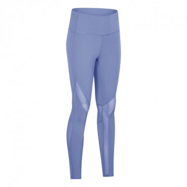 Spring and summer new stitching mesh grinding yoga pants high waist hip quick dry breathable sports nine pants female Europe