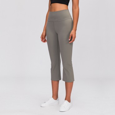 2021 Europe and the United States new high waist hip sports fitness seven pants female micro-inductive stretch slim yoga pants