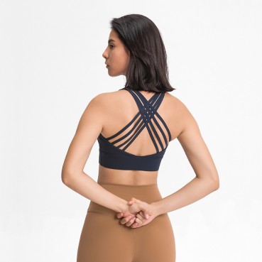 2021 spring and summer new double-sided grinding sports underwear female multi-strap cross-like backrest anti-vibration bra