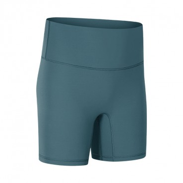 2021 spring and summer new non-T line solid color yoga shorts double-sided grinding fumed elastic sports fitness three pants