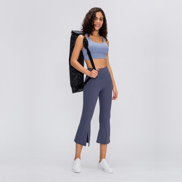 2021 spring and summer new speaker wide-leg yoga pants double-sided grinding elastic slim dance sports seven pants women