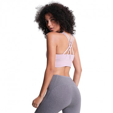 2021 spring and summer new classic shockproofing inner clothing female cross-like back gathered running yoga fitness bra