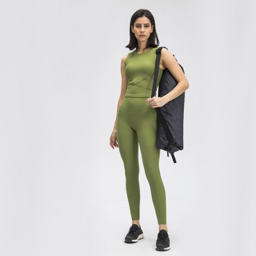 Spring and summer new non-T lines soft high-elastic thread yoga pants hip abdomen absorbent sweat sports nine pants women