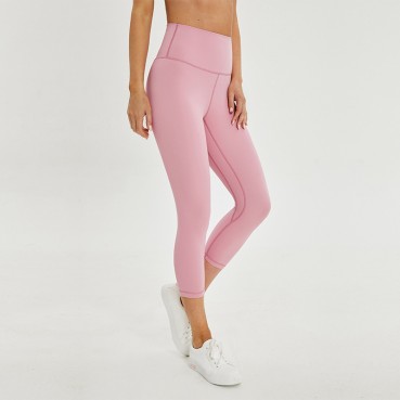 New double-sided grinding naked sports yoga seven pants women's hip running fitness trousers quick-dry elastic yoga pants
