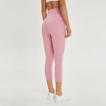 New double-sided grinding naked sports yoga seven pants women's hip running fitness trousers quick-dry elastic yoga pants