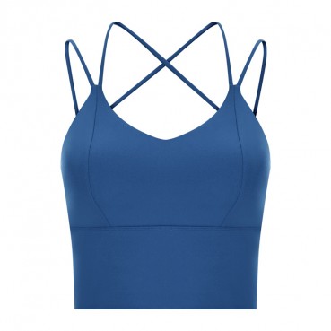 2021 Spring and Summer New Naked Rendering Horting Sports Bra Sexy Slope Cross Beauty Back Sports Lingerie