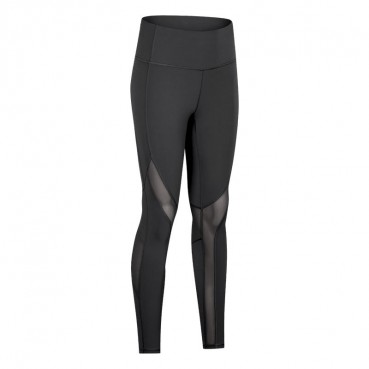 Spring and summer new stitching mesh grinding yoga pants high waist hip quick dry breathable sports nine pants female Europe