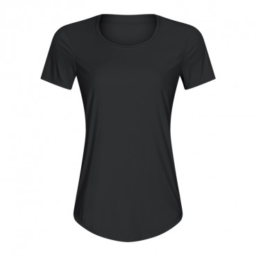 2021 new slim double-sided naked T-shirt female breathable high-elastic solid color wild running sports fitness yoga clothing