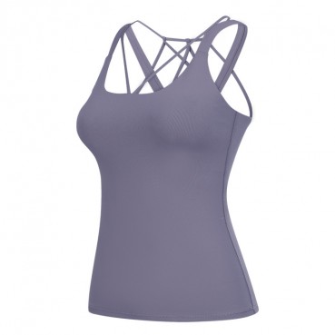 Autumn new long version of yoga vest female fast dry breathable fitness tops personalized multi-shoulder strap sports underwear