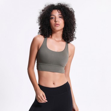 2021 spring and summer new classic shockproofing inner clothing female cross-like back gathered running yoga fitness bra