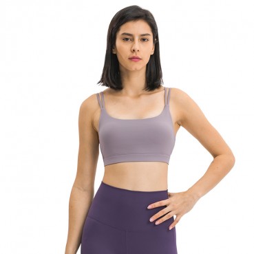 2021 spring and summer new solid color double straps U college sports bra pace a pair running fitness sports underwear
