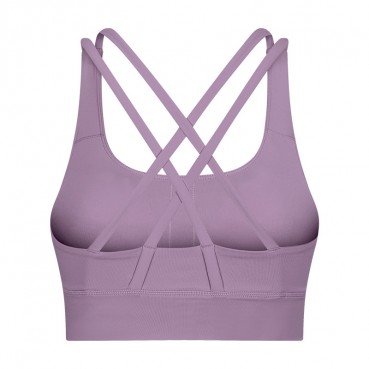 2021 spring and summer new classic shockproofing inner clothing female cross-like back gathered running yoga fitness bra