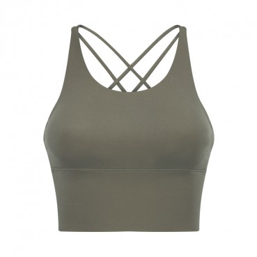 2021 solid color micro shoulder strap cross-like back sports underwear yoga clothing female new velive fitness bra small sling