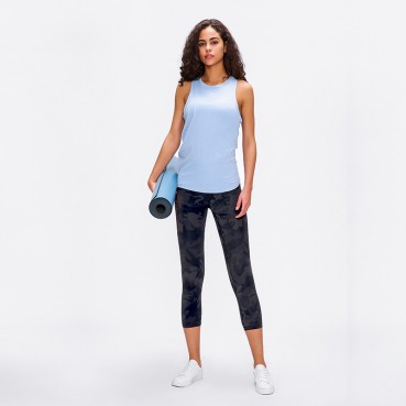2021 spring and summer new double-sided grinding yoga pants female hips fitness quick-drying force running sports seven pants