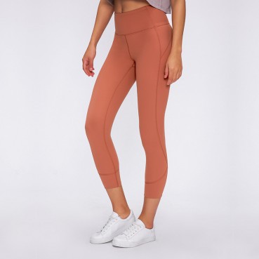 2021 spring and summer new sports tight seven pants women's high waist hip three-dimensional splicing line fitness yoga pants