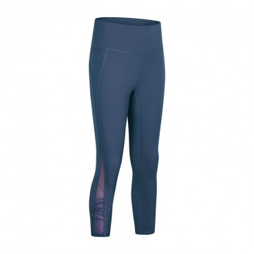 2021 Europe and the United States new personality mesh, yoga pants female high waist hip slim slimming sports seven pants