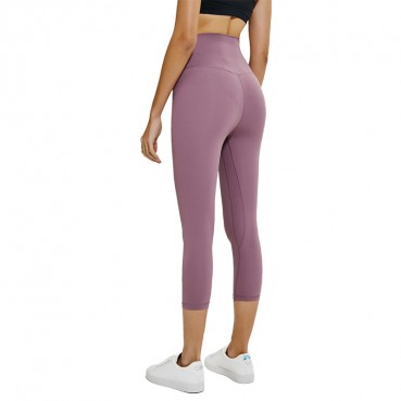 New double-sided grinding naked sports yoga seven pants women's hip running fitness trousers quick-dry elastic yoga pants