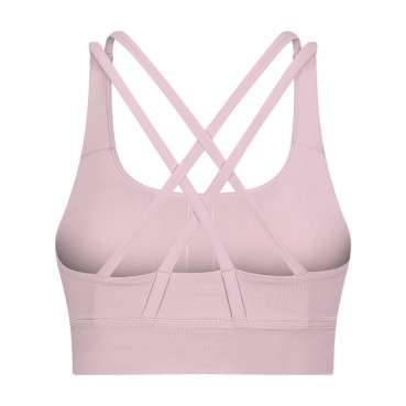 2021 spring and summer new classic shockproofing inner clothing female cross-like back gathered running yoga fitness bra