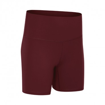 2021 European and American new solid color naked yoga shorts high waist hips tight stretch training sports hot pants women