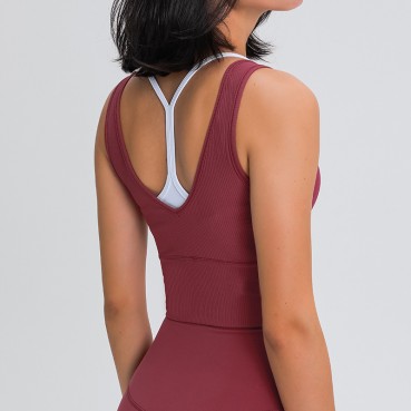2021 spring, summer new products, anti-two-wear yoga vest high-strength shockproof gathered thread wearing sports underwear