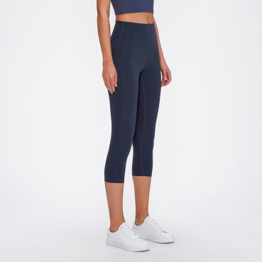 2021 spring and summer new double-sided grinding yoga pants female hips fitness quick-drying force running sports seven pants