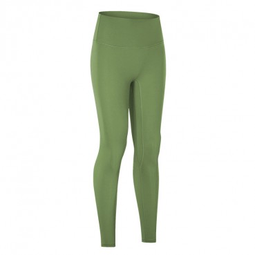 2021 European and American new products without T line invisible yoga pants double-sided grinding honey hips hip high waist nine pants women