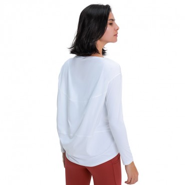 New double-sided naked bloating long sleeve female slim breathable simple European and American women training fitness yoga clothing