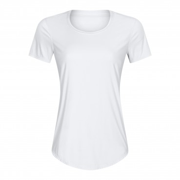 2021 new slim double-sided naked T-shirt female breathable high-elastic solid color wild running sports fitness yoga clothing