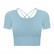 2021 Summer new bowl short paragraph chest mat yoga T-shirt female hollow beauty back outdoor casual sports short sleeves