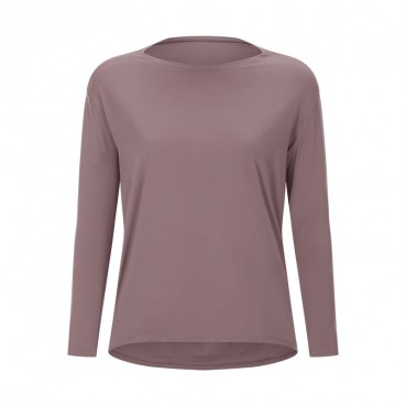 New double-sided naked bloating long sleeve female slim breathable simple European and American women training fitness yoga clothing