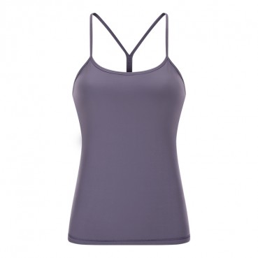2021 spring and summer new with chest mat yoga vest female sexy y words beautiful back force sports long version yoga clothing