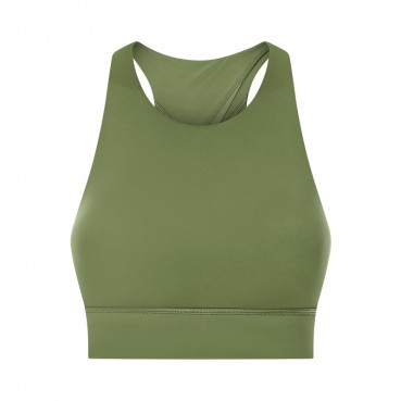 Spring and summer new high-necked sports bra triangle hollow beauty back gathered anti-seismic yoga fitness sports lingerie
